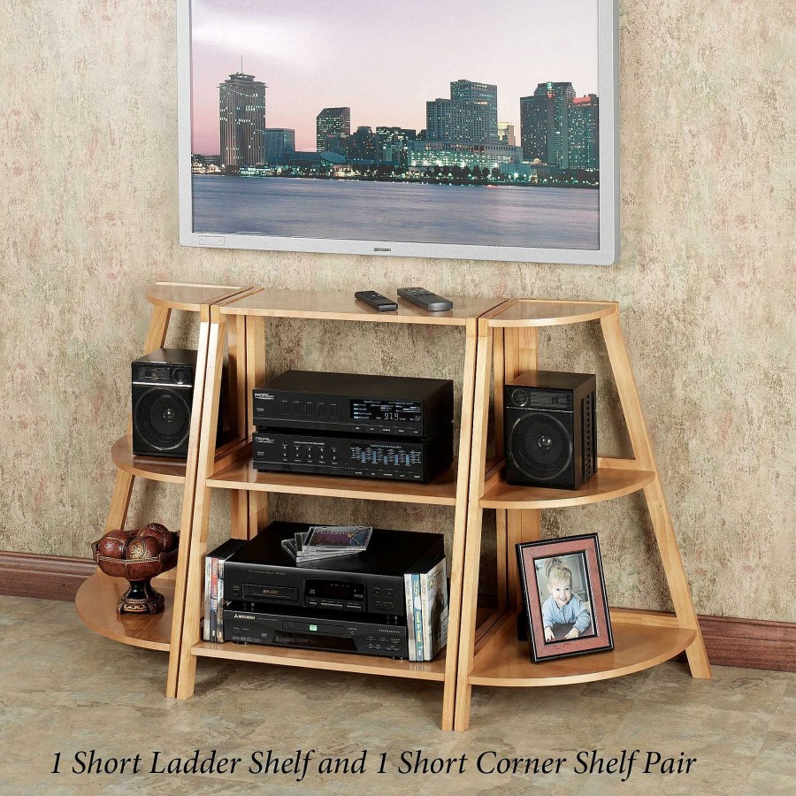 Furniture Touch of Class | Kimber Natural Oak Corner And Ladder Shelves