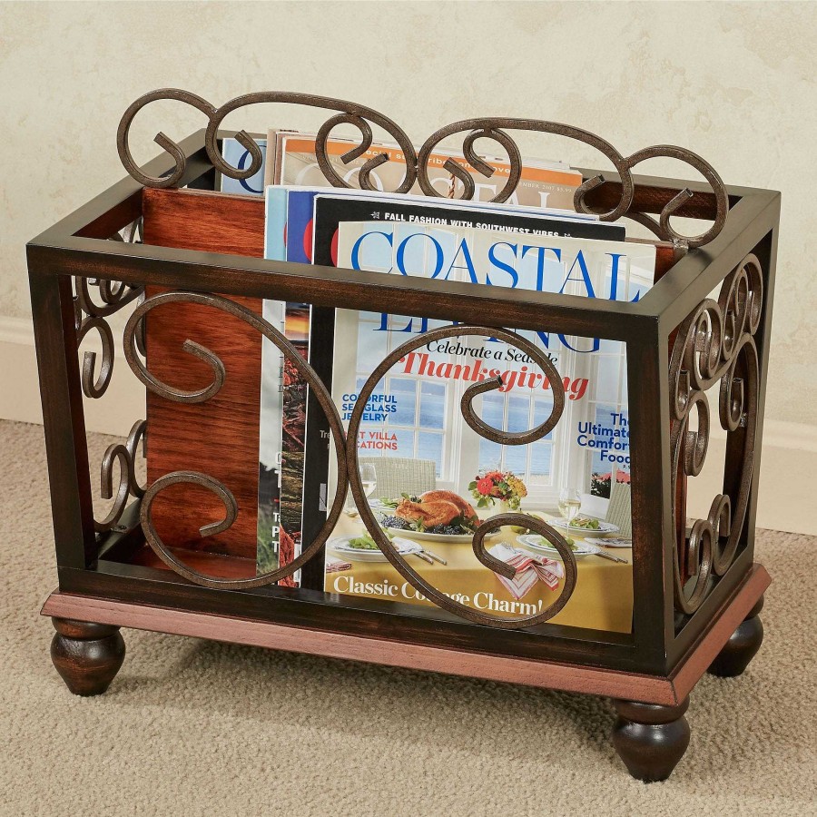 Home Accents Touch of Class | Ashburn Wooden And Metal Divided Magazine Rack