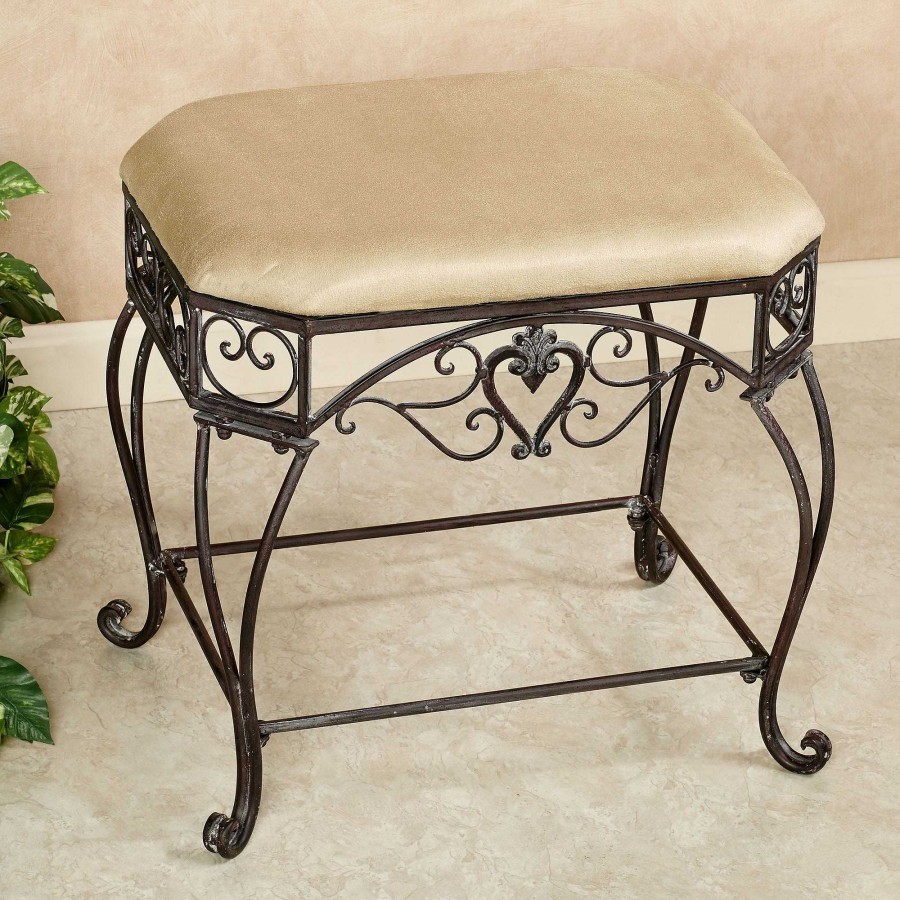 Bath Touch of Class | Aldabella Tuscan Slate Upholstered Vanity Bench