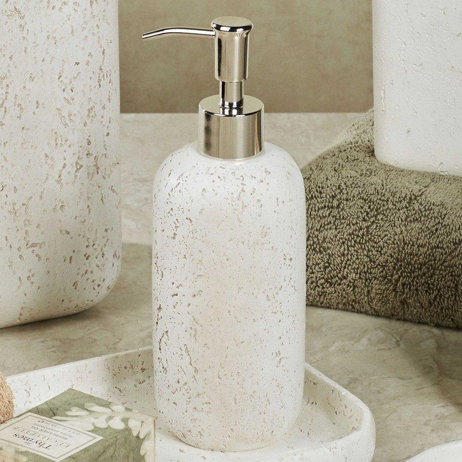 Bath Touch of Class | Aman Ivory And Gold Faux Limestone Resin Bath Accessories