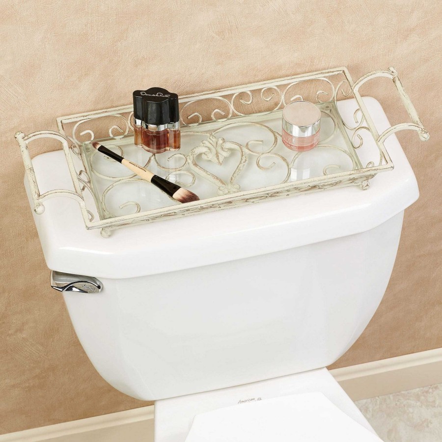 Bath Touch of Class | Aldabella Creamy Gold Vanity Tray With Handles