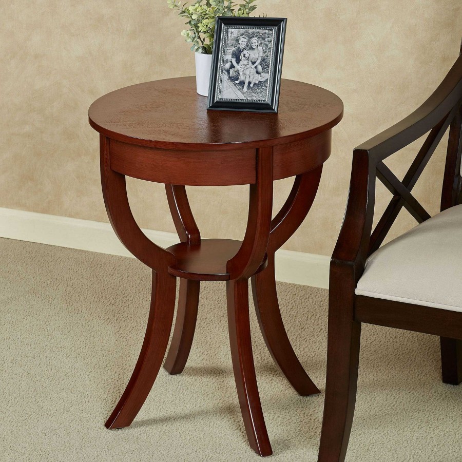 Furniture Touch of Class | Arden Natural Cherry Finished Round Wooden Accent Table