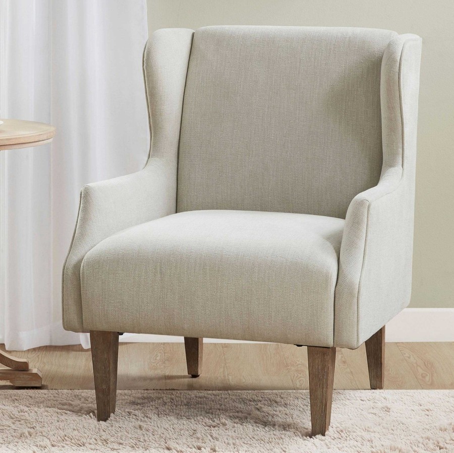 Furniture Touch of Class | Malcom Ivory Upholstered Wingback Side Chair By Martha Stewart