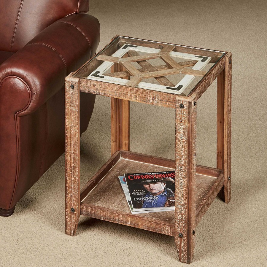 Furniture Touch of Class | Maclaen Rustic Brown Wooden Square Accent Table