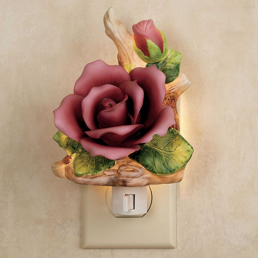 Home Accents Touch of Class | Claret Handpainted Porcelain Rose Nightlight