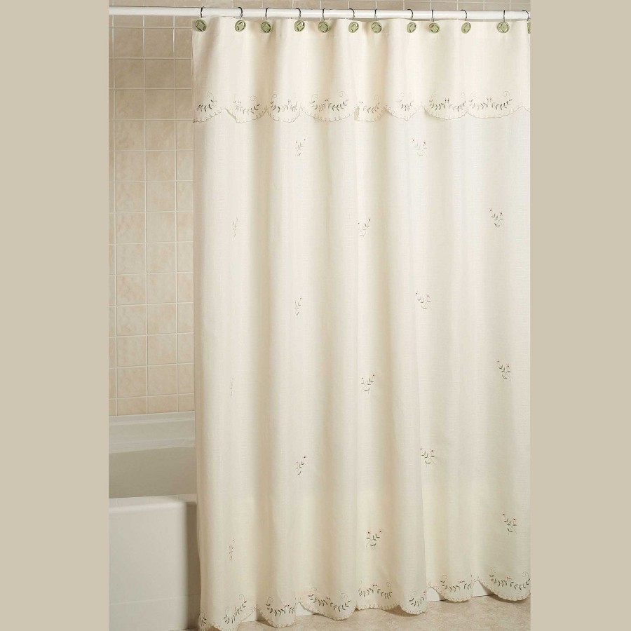 Bath Touch of Class | Forget Me Not Embroidered Shower Curtain