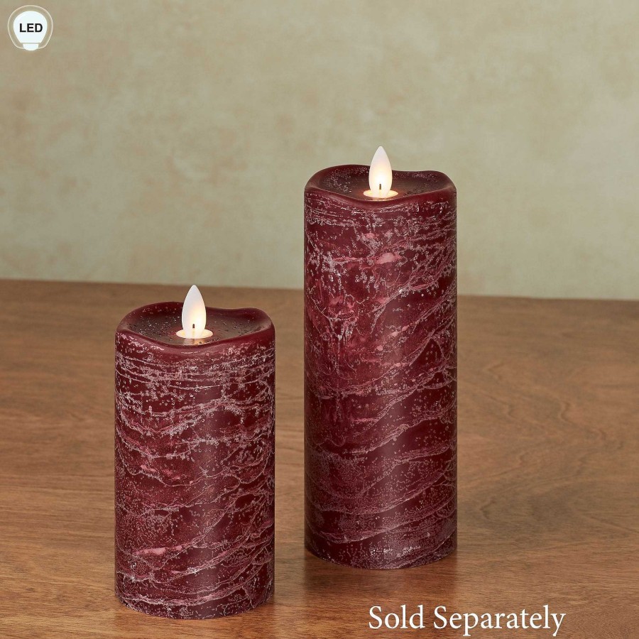 Home Accents Touch of Class | Mirage Wine Distressed Flameless Led Pillar Candle