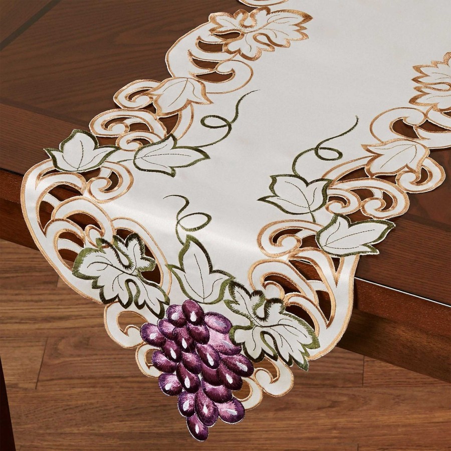 Kitchen Touch of Class | Cabernet Grape Themed Embroidered Table Runner And Table Linens