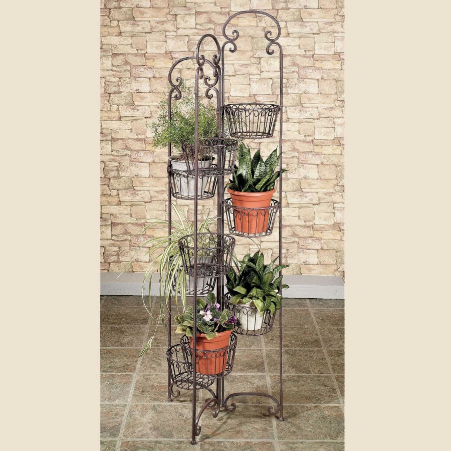 Furniture Touch of Class | Zaria Tuscan Slate Indoor Outdoor Metal Plant Stand