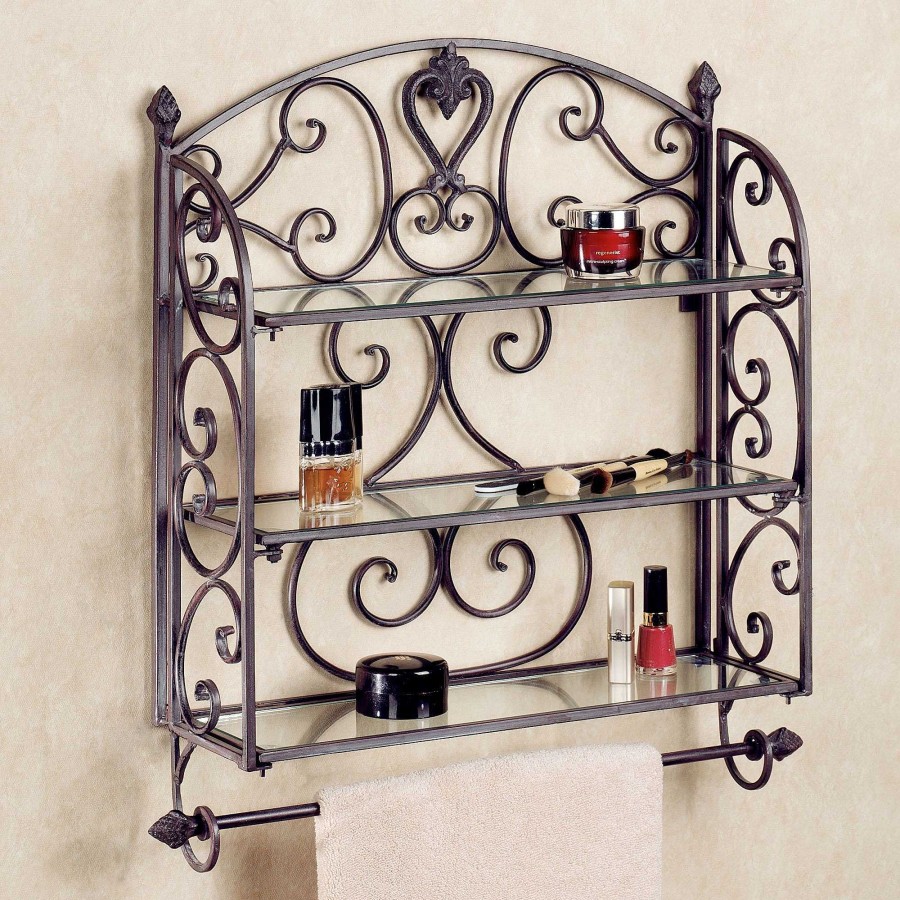 Bath Touch of Class | Aldabella Tuscan Slate Wall Shelf Towel Bar