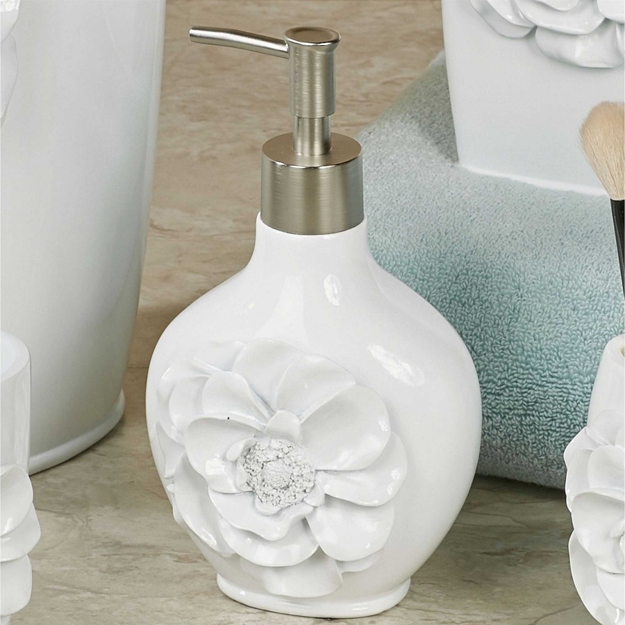 Bath Touch of Class | Keila Rose Off White Sculpted Floral Bath Accessories