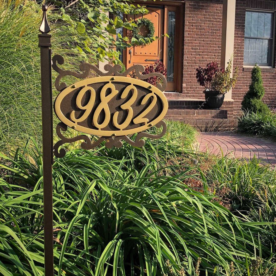 Home Accents Touch of Class | Shepherd Scroll House Number Yard Address Post By Jasonw Studios