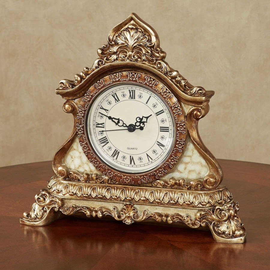 Home Accents Touch of Class | Arellia Handpainted Gold Tabletop Accent Clock