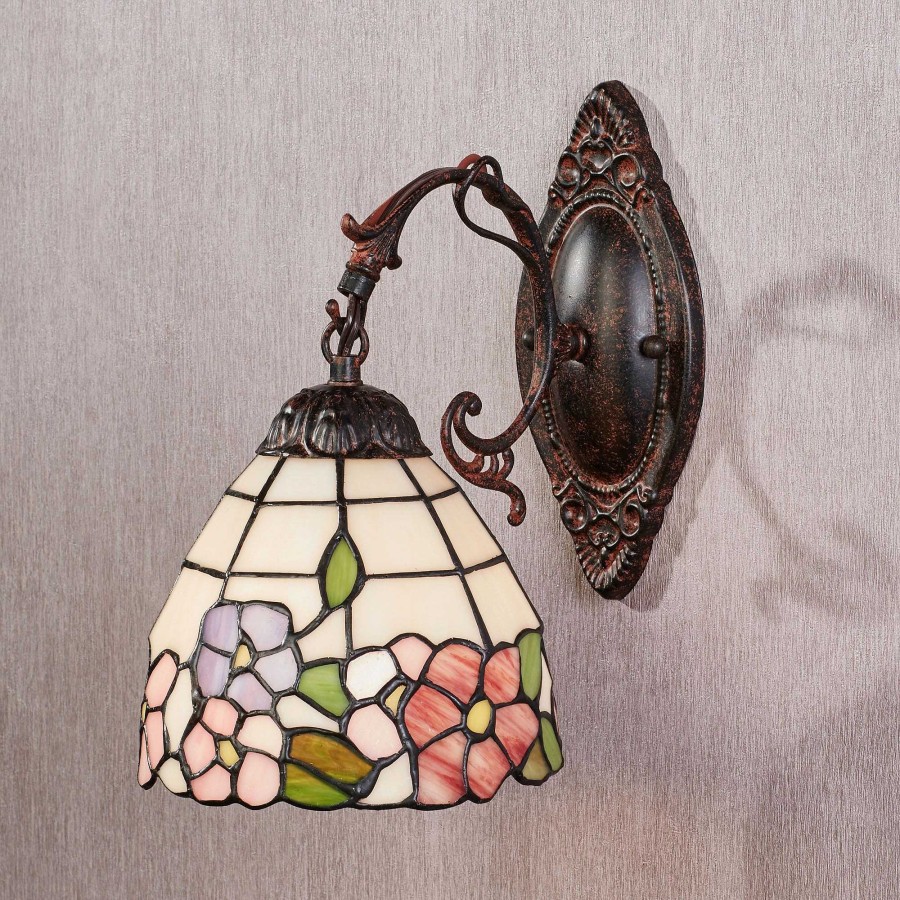 Home Accents Touch of Class | Louvenia Floral Stained Glass Wall Sconce Lamp