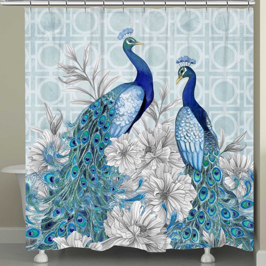 Bath Touch of Class | Blue Peacocks Shower Curtain