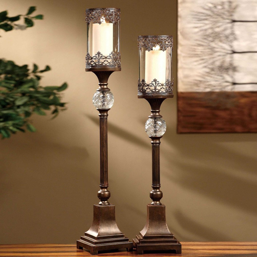 Home Accents Touch of Class | Chavez Tall Hurricane Candleholder Set