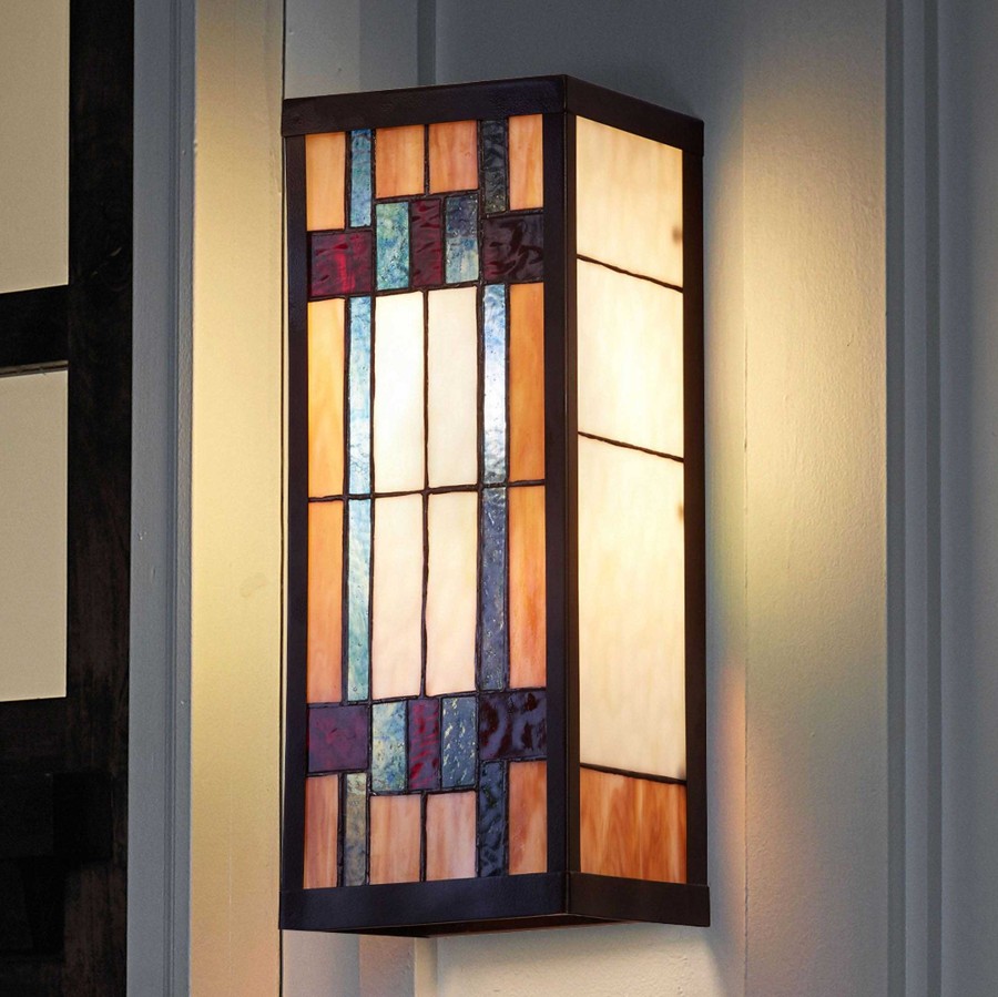 Home Accents Touch of Class | Crosby Mission Style Stained Glass Outdoor Wall Sconce Lamp