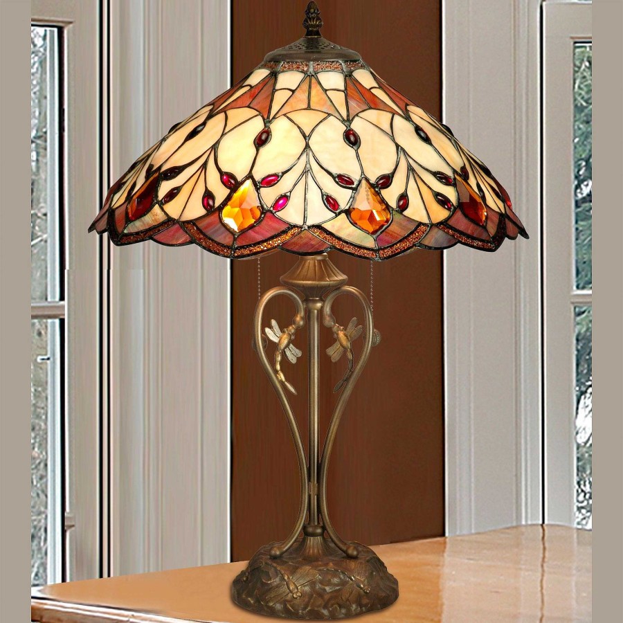 Home Accents Touch of Class | Tobias Dragonfly Stained Glass Table Lamp By Dale Tiffany