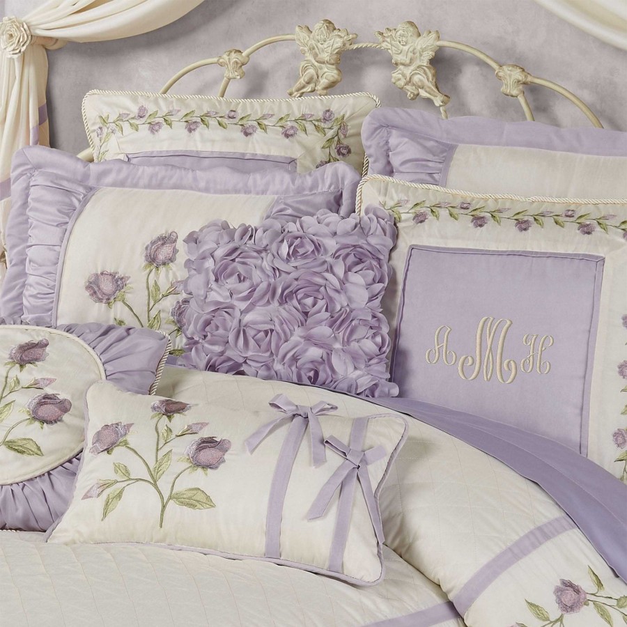 Bedding Touch of Class | Lavender Rose Flower Petal Decorative Pillow