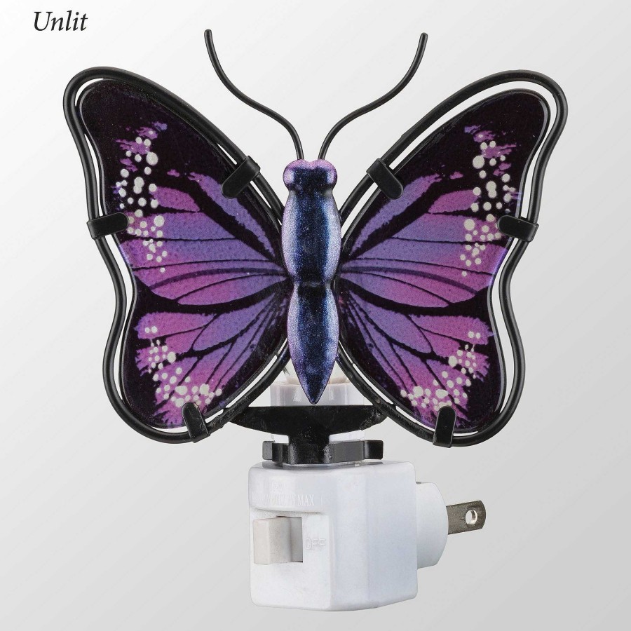 Home Accents Touch of Class | Purple Stained Glass Butterfly Nightlight