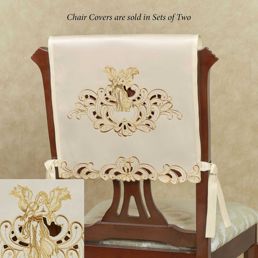 Kitchen Touch of Class | Angelica Embroidered Angel Cutwork Chair Cover Set Of 2