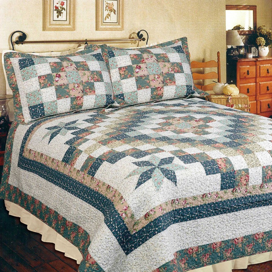 Bedding Touch of Class | Anniston Handcrafted Cotton Floral Patchwork Quilt Bedding