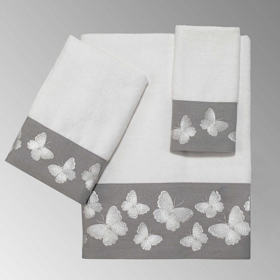 Bath Touch of Class | Yara Embroidered Butterfly Cotton Velour Bath Towel Set