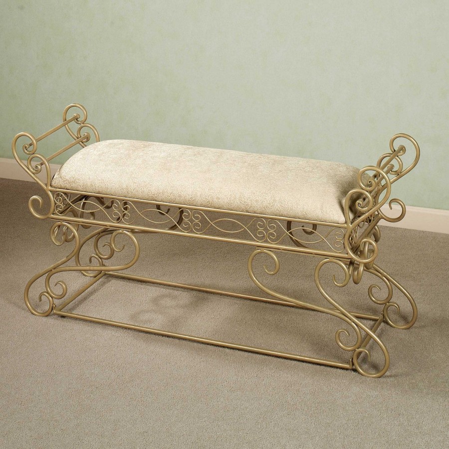 Furniture Touch of Class | Gianna Upholstered Metal Bench