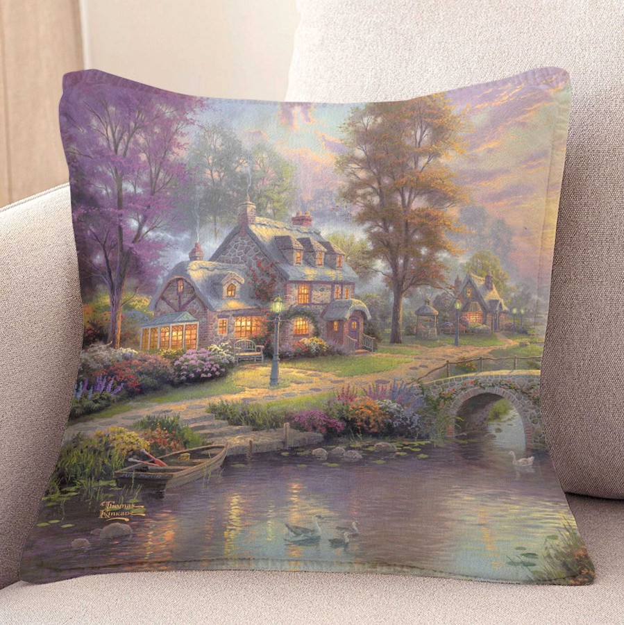 Bedding Touch of Class | Thomas Kinkade Sunset On Lamplight Lane Decorative Pillow