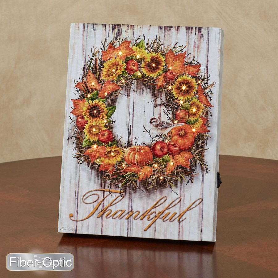 Home Accents Touch of Class | Dona Gelsinger Thankful Fiber Optic Lighted Fall Autumn Tabletop Canvas