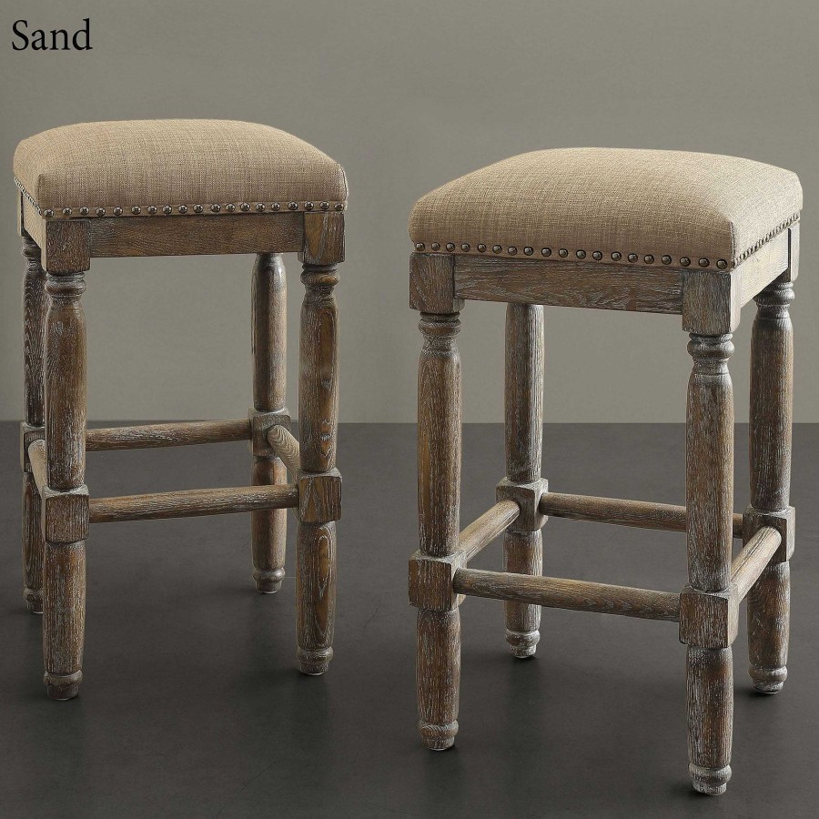 Kitchen Touch of Class | Cirque Backless Upholstered Wooden Counter Stool Set