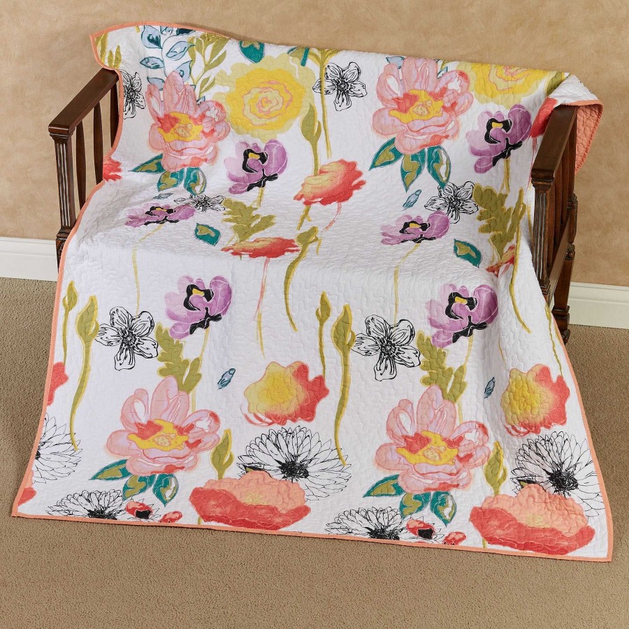 Bedding Touch of Class | Watercolor Dream Cotton Floral Quilted Throw Blanket