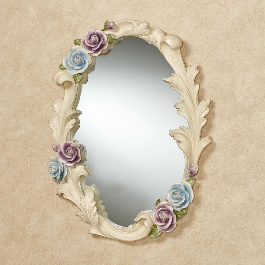 Bath Touch of Class | Antique Rose Floral Oval Wall Mirror