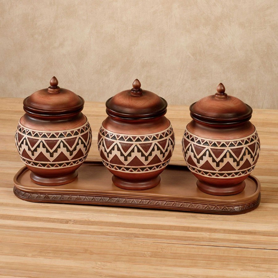 Home Accents Touch of Class | Abequa Southwest Covered Jars And Tray Set