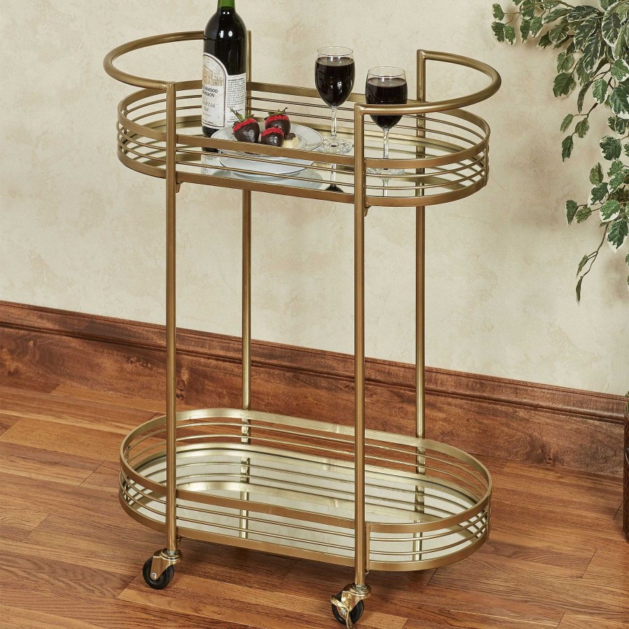 Bath Touch of Class | Delta Mirrored Rolling Serving Cart With Locking Caster Wheels