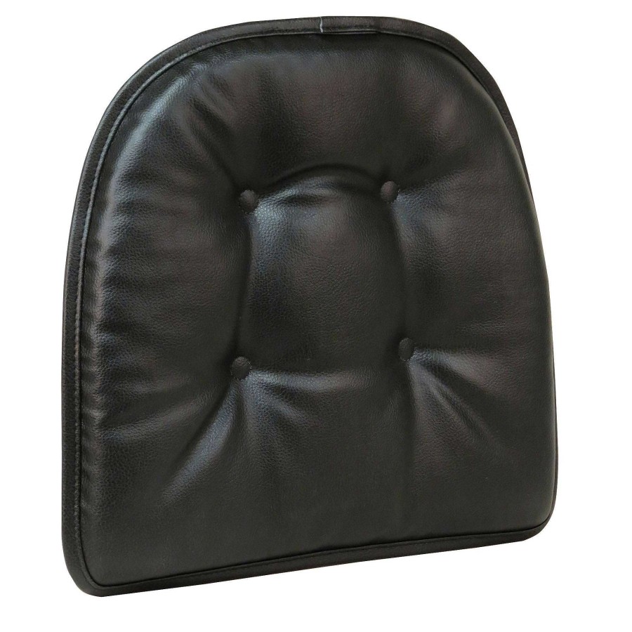 Kitchen Touch of Class | Duncan The Gripper Nonslip Faux Leather Chair Cushion Set Of 2 Black