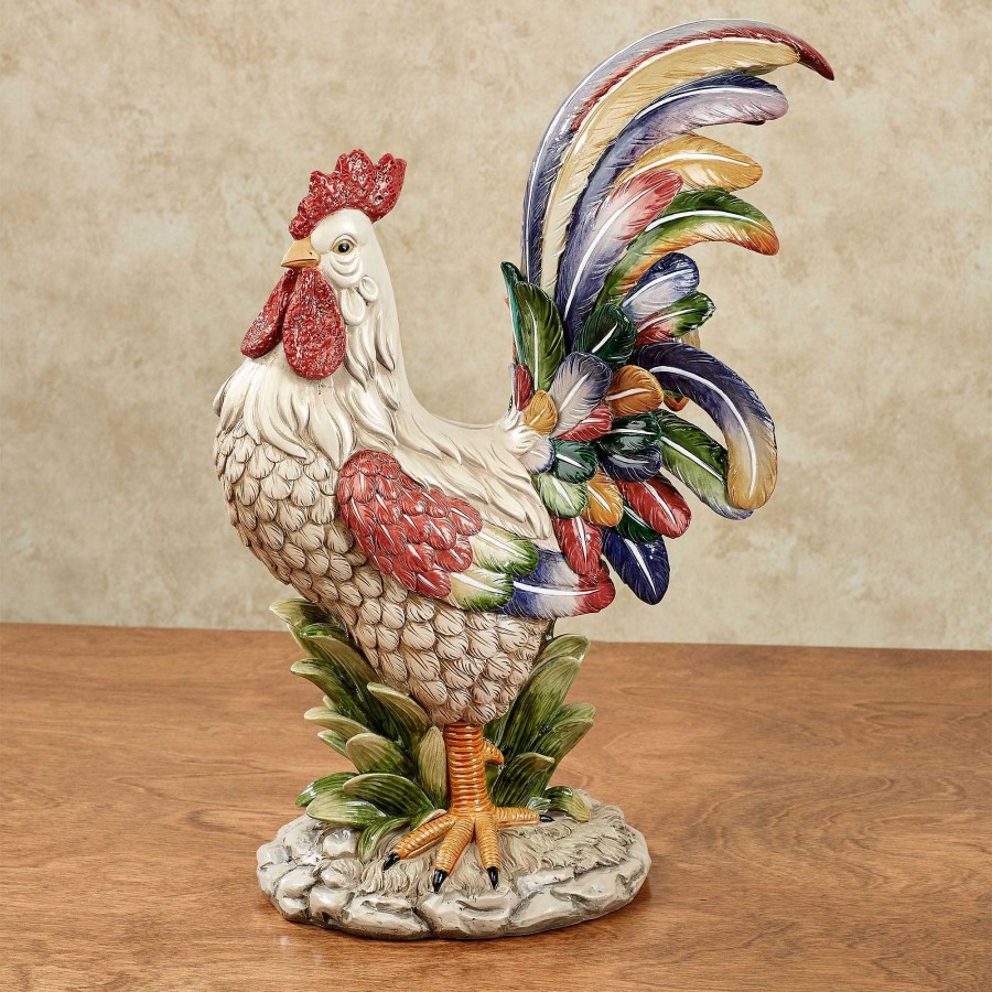 Kitchen Touch of Class | Prideful Rooster Multicolored Table Sculpture