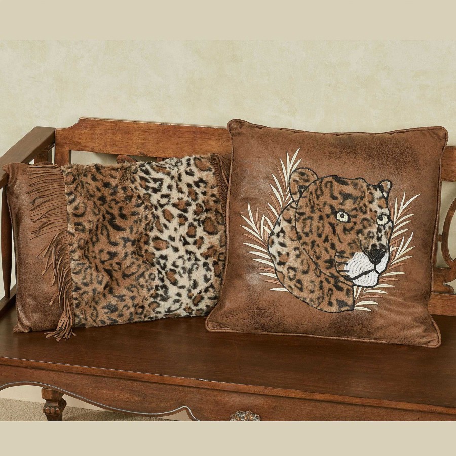 Bedding Touch of Class | Serengeti Faux Leather Leopard Decorative Pillows