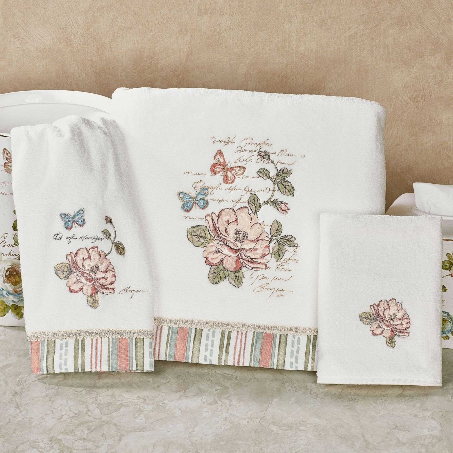 Bath Touch of Class | Butterfly Garden Embroidered Bath Towel Set