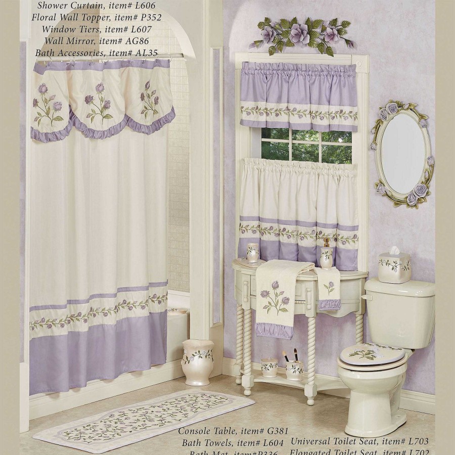 Bath Touch of Class | Lavender Rose Embroidered Floral Bath Towel Set