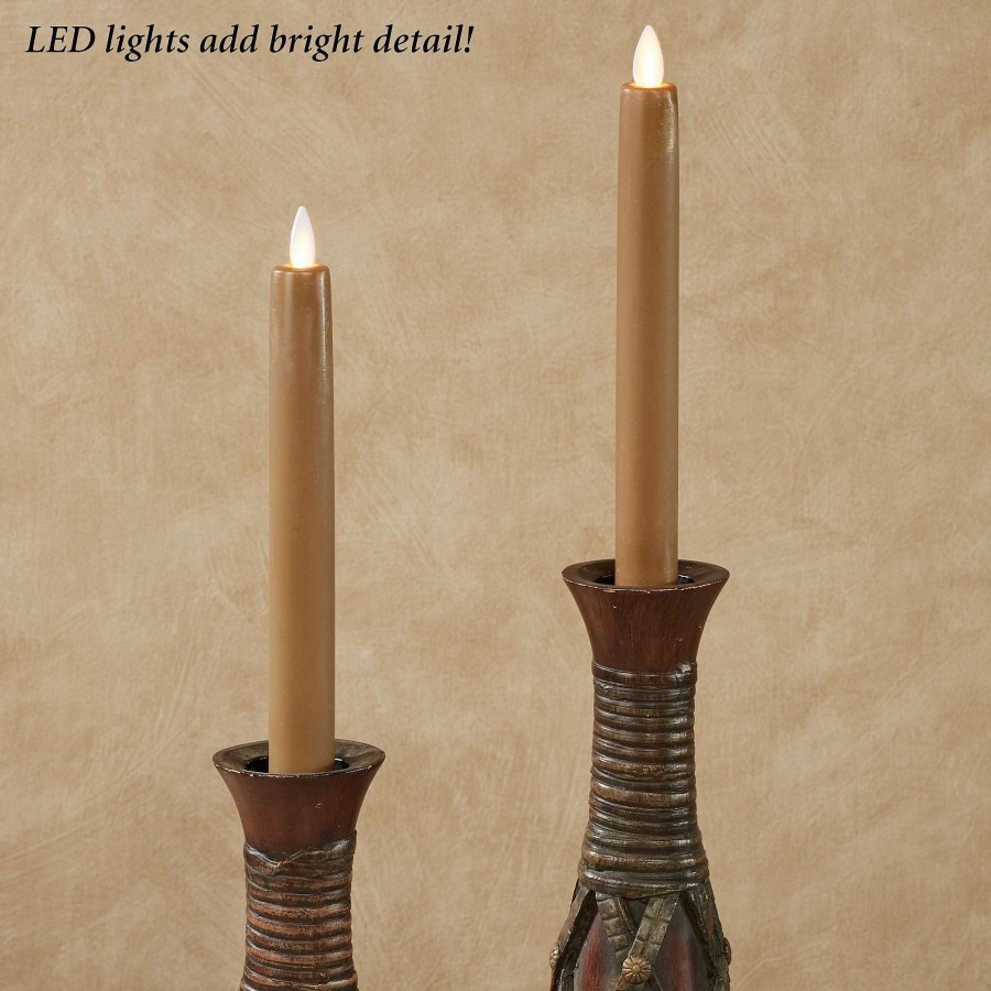 Home Accents Touch of Class | Alexa Mystique Moving Flame Taupe Led Flameless 8" Taper Candle Set