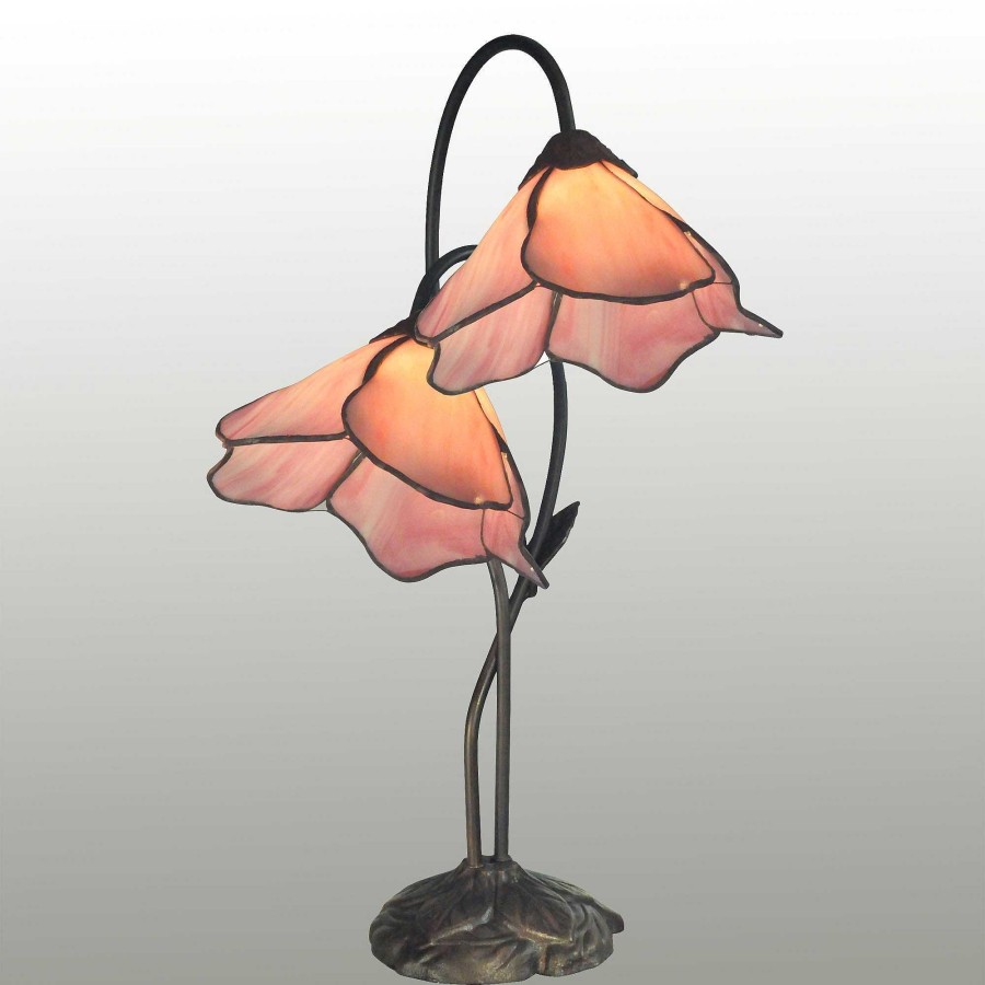 Home Accents Touch of Class | Peolking Twin Pink Lily Accent Lamp By Dale Tiffany