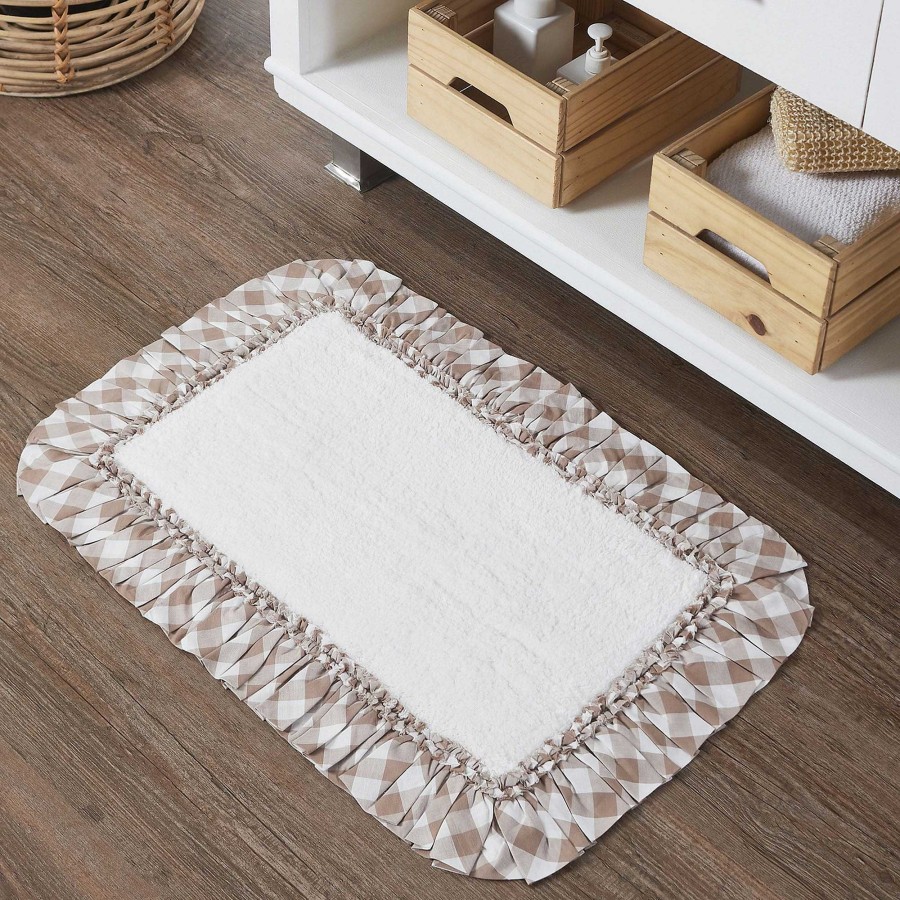 Bath Touch of Class | Annie Portabella Brown Plaid Ruffled Bath Mats By April & Olive