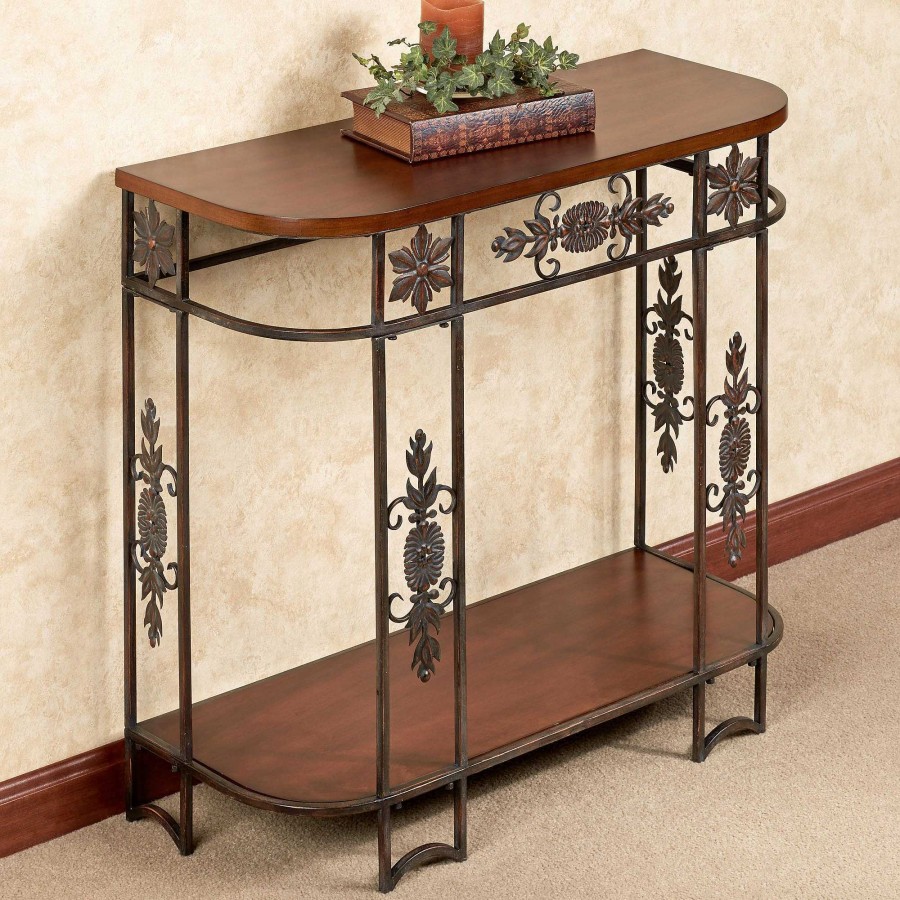 Furniture Touch of Class | Landyn Curved Wooden And Metal Console Table