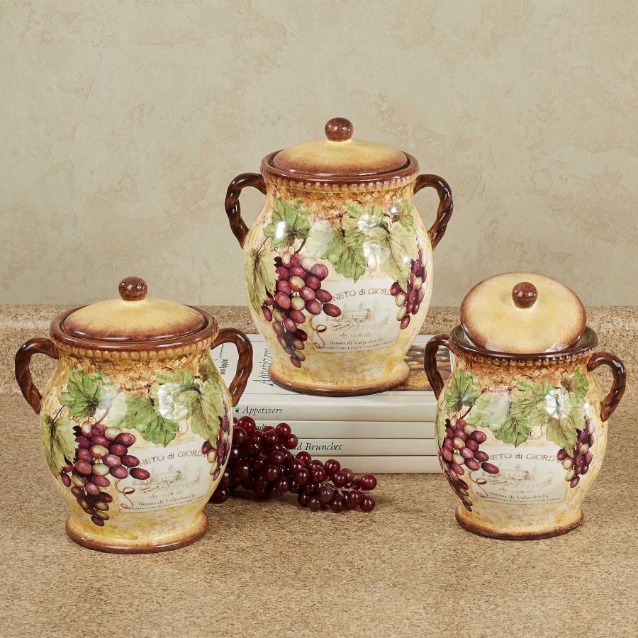 Kitchen Touch of Class | Gilded Wine Grape Themed Kitchen Canister Set