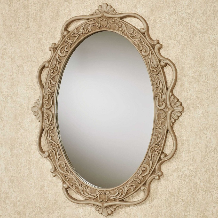 Bath Touch of Class | Abriella Beige And Taupe Traditional Oval Wall Mirror