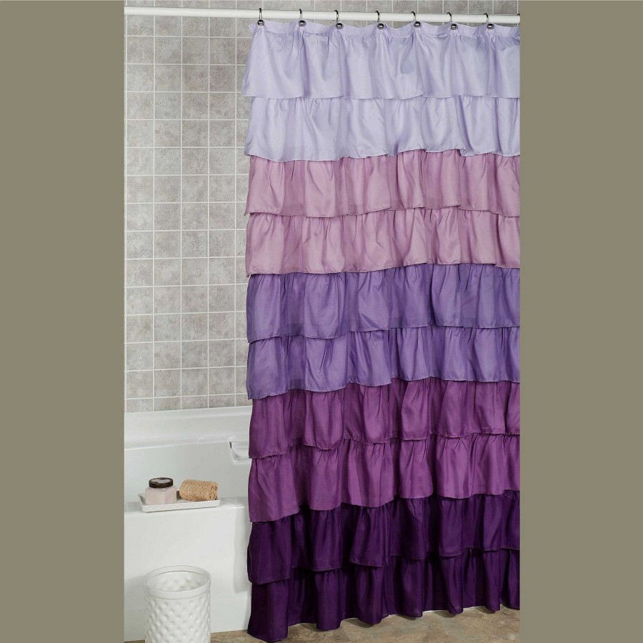 Bath Touch of Class | Maribella Lavender Ombre Ruffled Shower Curtain