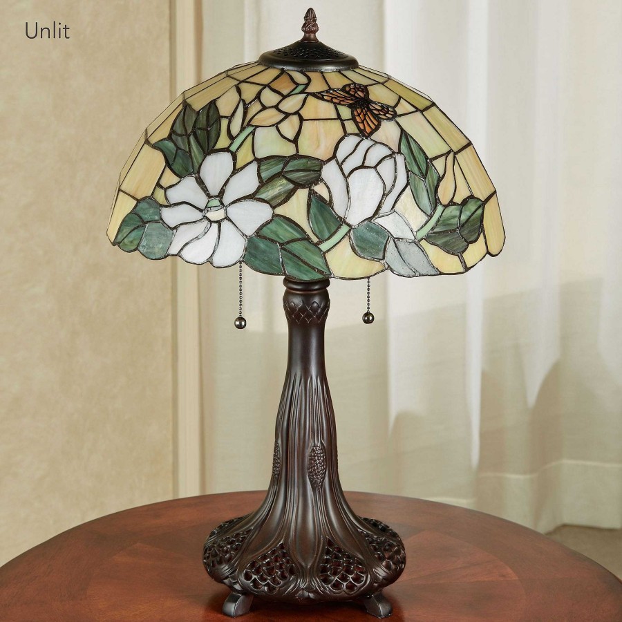 Home Accents Touch of Class | Magnolia Butterfly Floral Stained Glass Table Lamp