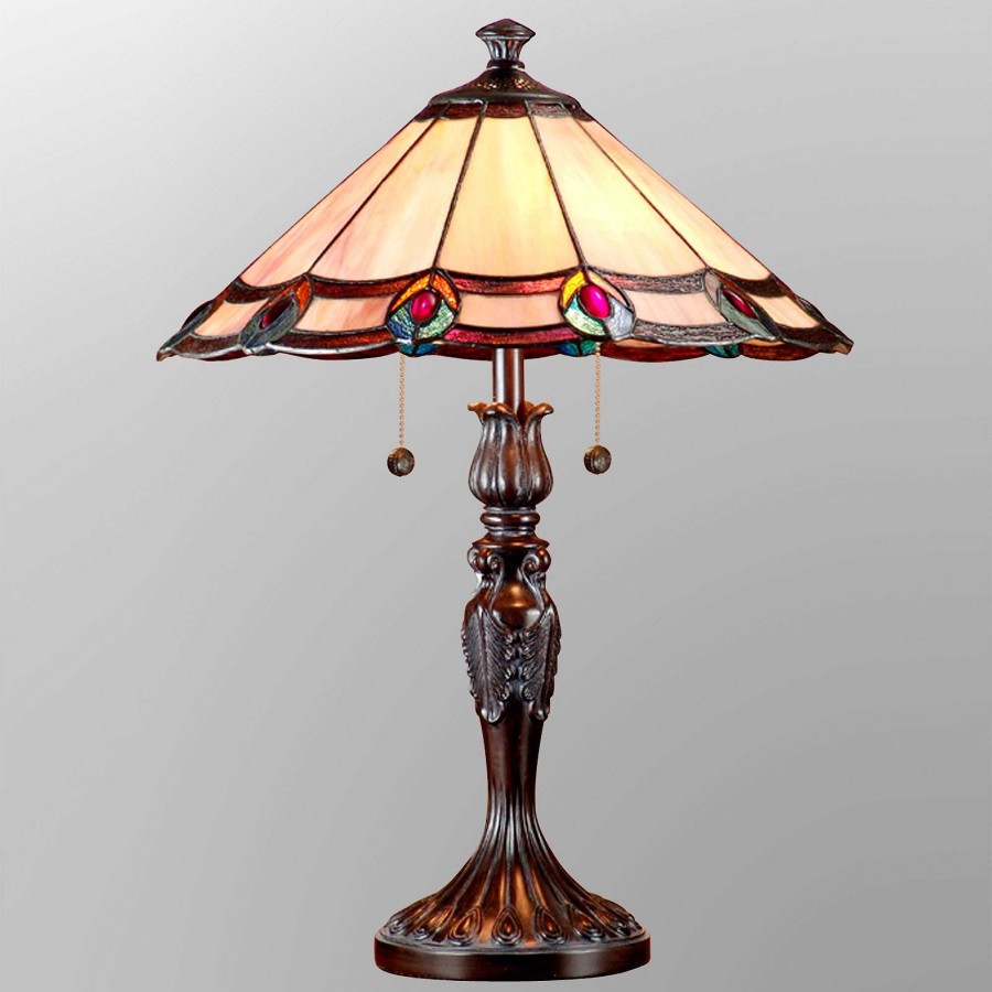 Home Accents Touch of Class | Cora Peacock Eyelet Stained Glass Table Lamp By Dale Tiffany