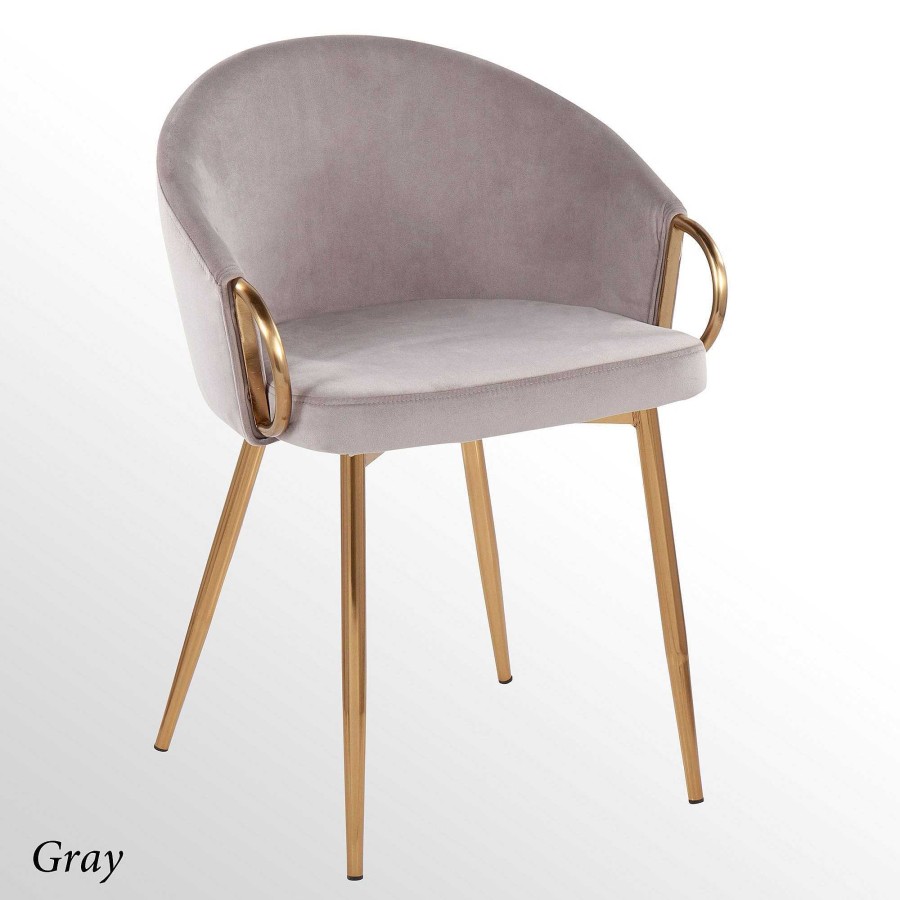 Furniture Touch of Class | Camille Velvet Upholstered Curved Side Chair With Metal Legs